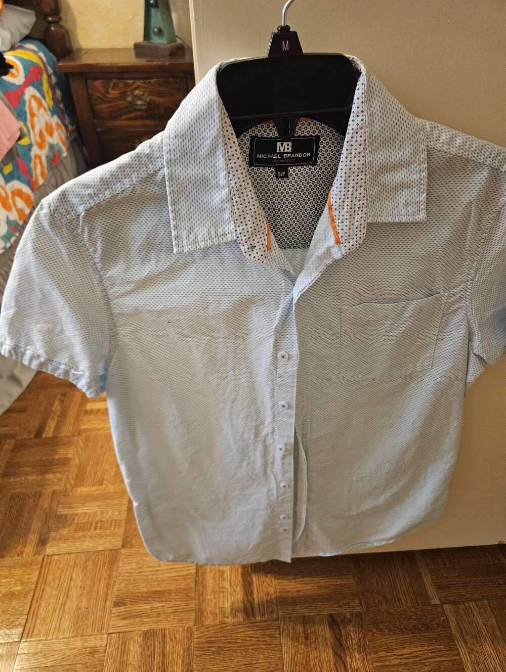 Michael Brandon Light Blue Short-Sleeve Casual Button-Down Shirt